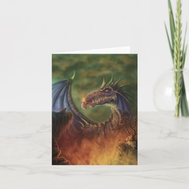 till räddingen! fantasi draon notecard kort (Framsida)