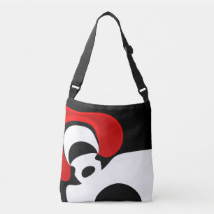 Till Redd: Abstrakt Black, White & Red Axelväska