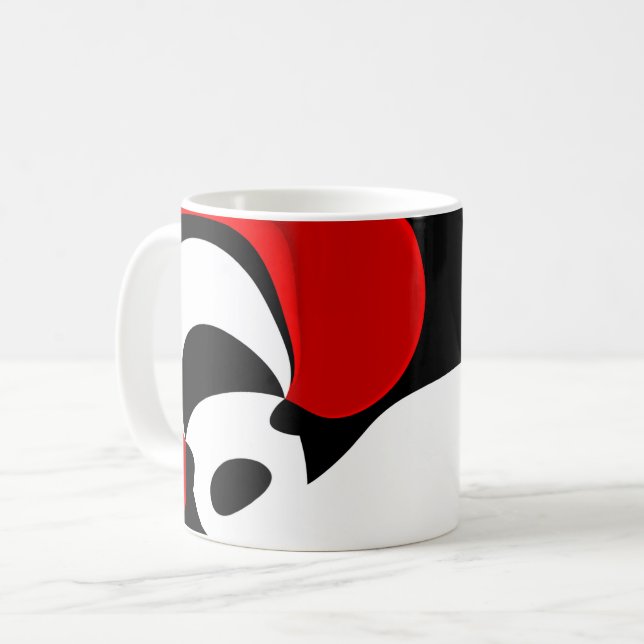 Till Redd: Abstrakt Black, White & Red Kaffemugg (Framsida vänster)
