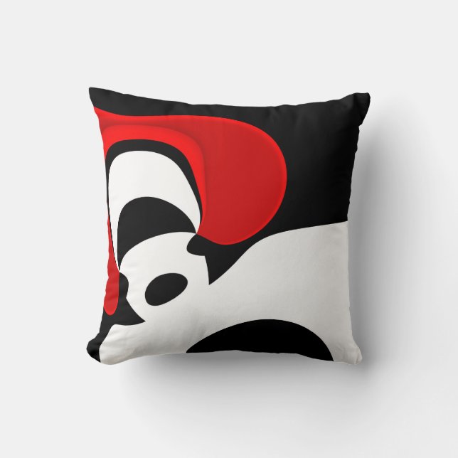 Till Redd: Abstrakt Black, White & Red Kudde (Framsida)