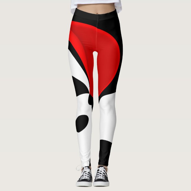 Till Redd: Abstrakt Black, White & Red Leggings (Framsida)