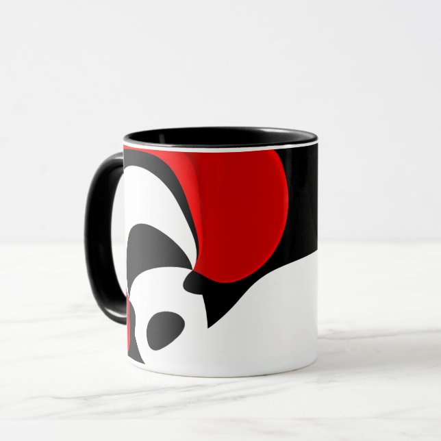 Till Redd: Abstrakt Black, White & Red Mugg (Framsida vänster)