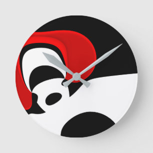 Till Redd: Abstrakt Black, White & Red Rund Klocka