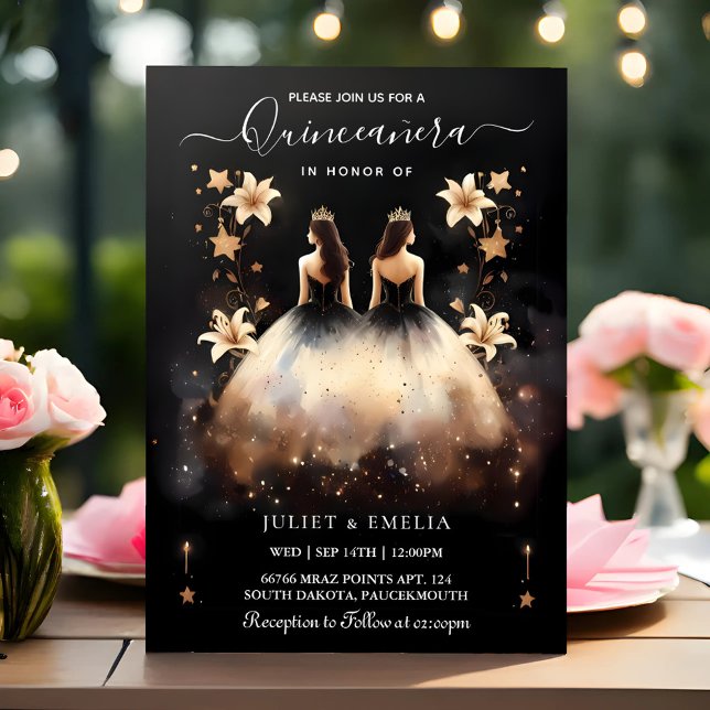 Till Roligt Joy Lily Twin Dual Joint Dubbla Quince Inbjudningar (Skapare uppladdad)