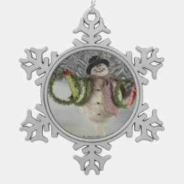 Till salu kranar snöflinga pewter julgransprydnad