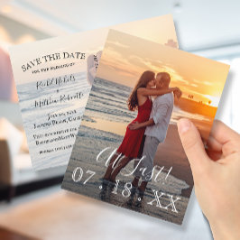 Till sist Enkel Elegant Bröllopsfoto Spara Datumet Meddelande Vykort