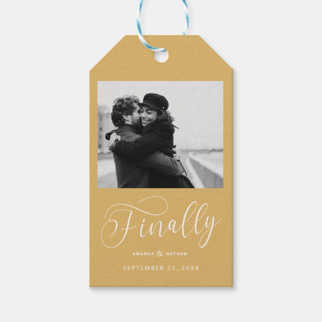 Till sist minimalistisk bröllopsfotografi Spara da Presentetikett (Framsidan)