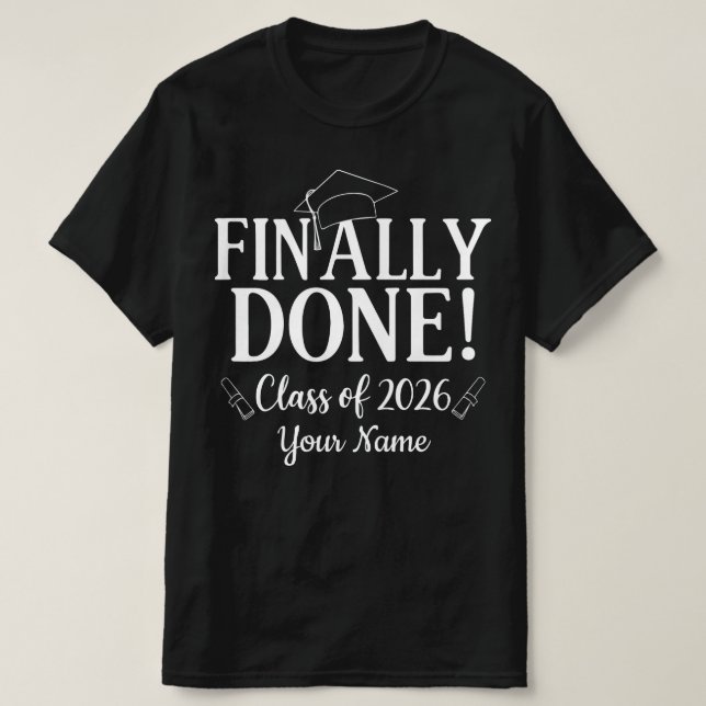 Till sist ut Examensår 2026 Studentexamen Anpassad T Shirt (Design framsida)