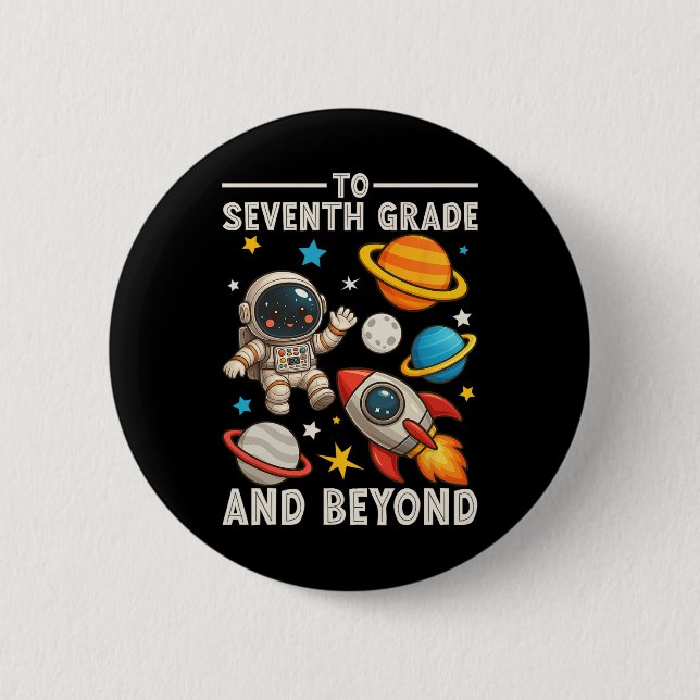 Till Sjunde Klass Och Beyond Astronaut Rolig Bak T Knapp (Framsida)