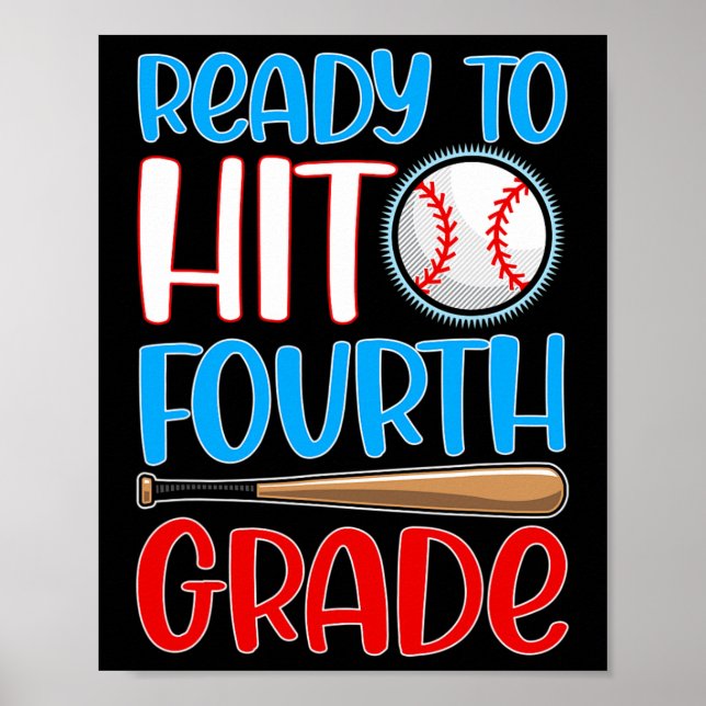 Till Slå 4:e Klass-baseball Älskare Back to school Poster (Framsidan)
