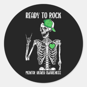 Till Sten, Mental Health Awareness Skeleton Sten H Runt Klistermärke