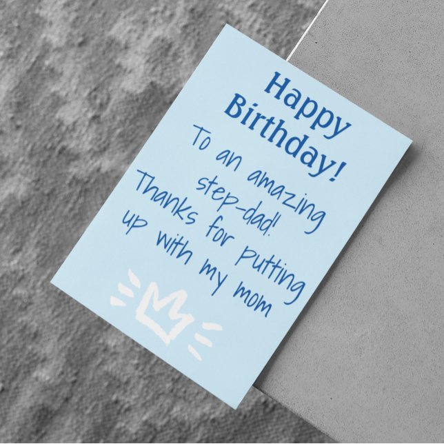 Till Step-Pappa Funny Grattis på födelsedagen Helgkort (Skapare uppladdad)