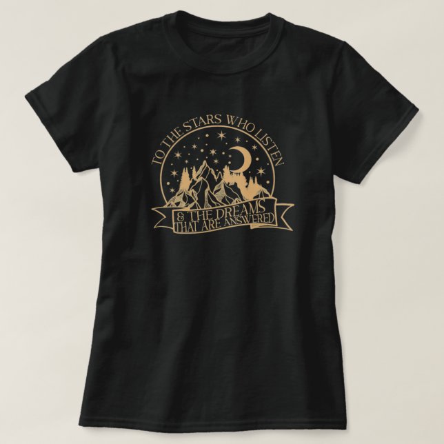 Till stjärnorna som lyssnar och drömmarna som är e t shirt (Design framsida)