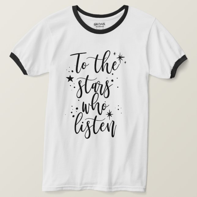 Till stjärnorna som lyssnar t shirt (Design framsida)