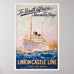 Till Sydafrika Union Castle Line Veckopost Poster