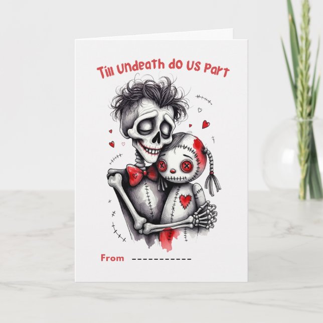 Till Undeath Do Us Part Skeleton Couple Valentine  Kort (Framsida)