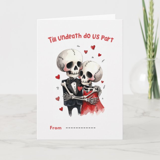 Till Undeath Do Us Part Skeleton Couple Valentine  Kort (Framsida)
