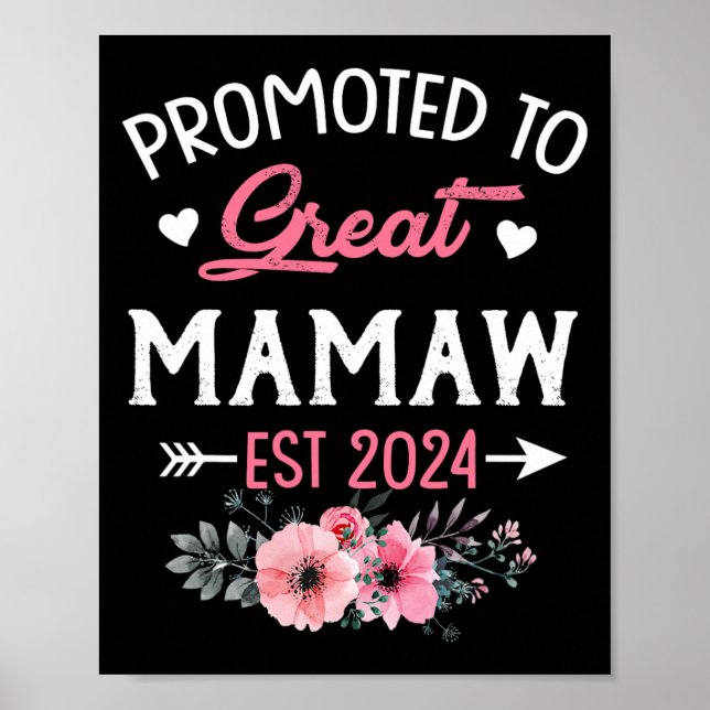 Till Underbar Mamaw Est 2024 Flower Poster (Framsidan)