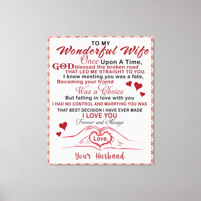 Till underbara fru Jag visste att det var ett öde  Canvastryck (Framsida)