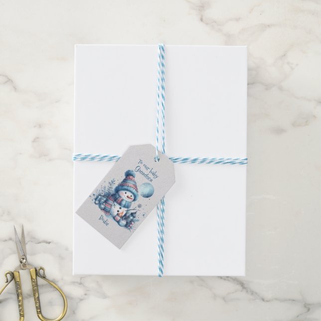 Till vår baby Grandson-jul Presentetikett (Med Snöre)