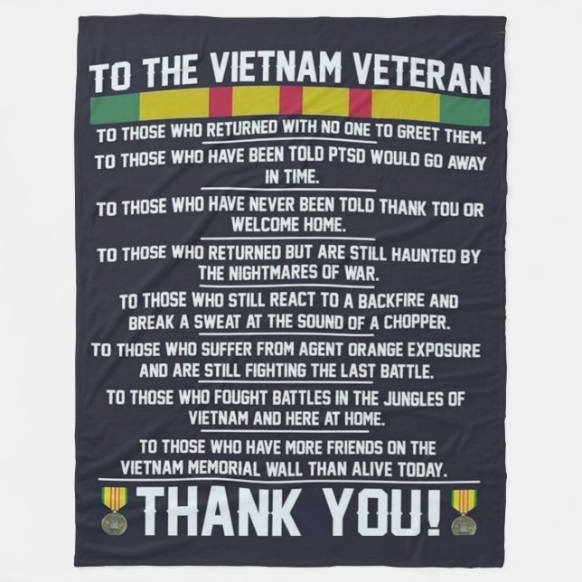 TILL VIETNAM VETERAN, TACK FLEECEFILT (Framsidan)