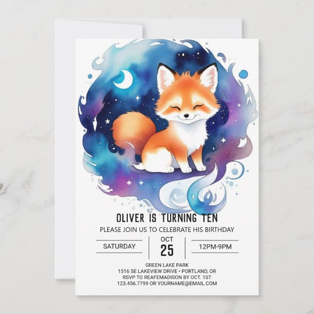 Till Woodland Fox Birthday Inbjudningar (Framsida)