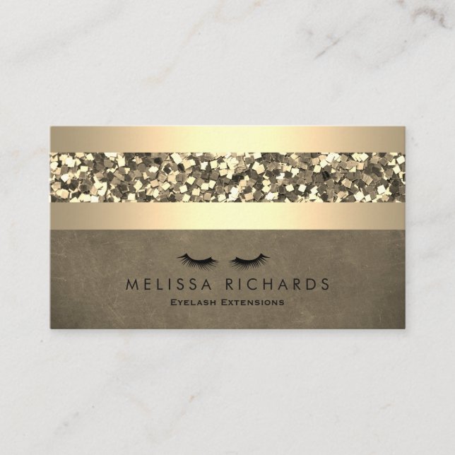 Tillägg för guld & Sequin Makeup Artist Eyelash Visitkort (Framsida)