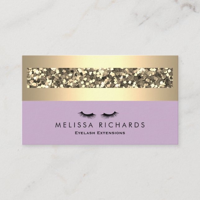 Tillägg för guld & Sequin Makeup Artist Eyelash Visitkort (Framsida)