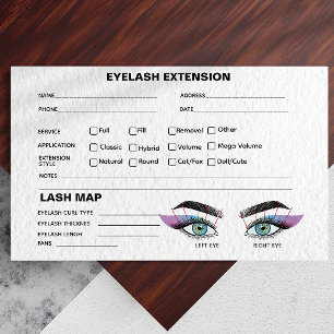 Tillägg för Iridescent Blue Lash Record Karta Visitkort