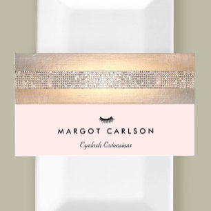 Tillägg för Ljust rosa Sequin och Guld Eyelash Visitkort