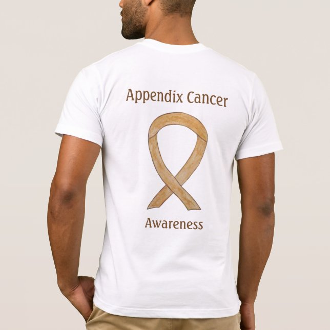 Tillägg Medvetenhet om cancer Amber Ribbon T-Shirt (Baksida)