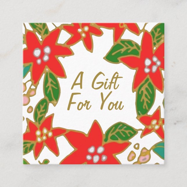 Tilläggsintyg för julklapp fyrkantigt visitkort (Framsida)