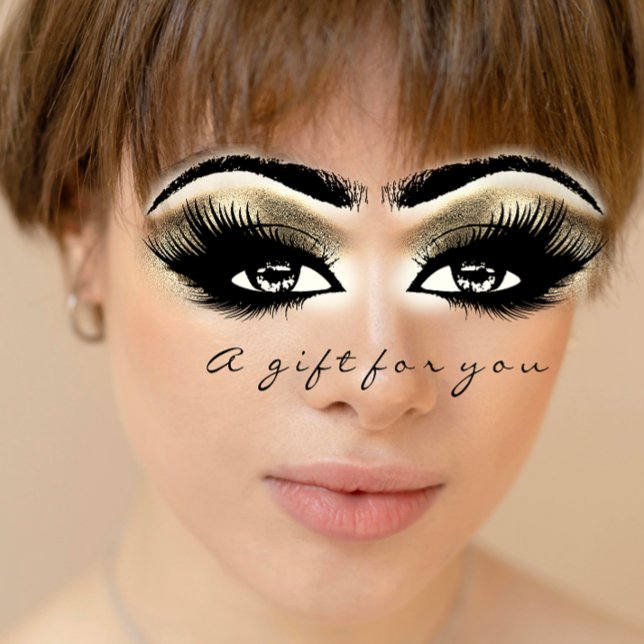 Tilläggsmakeup för handcertifikat Guld White Lash- Inbjudningar (Gift Certificate Gold White Lash Extension Makeup Invitation)