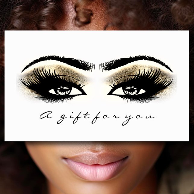 Tilläggsmakeup för handcertifikat Guld White Lash- Visitkort (Gift Certificate Gold White Lash Extension Makeup)