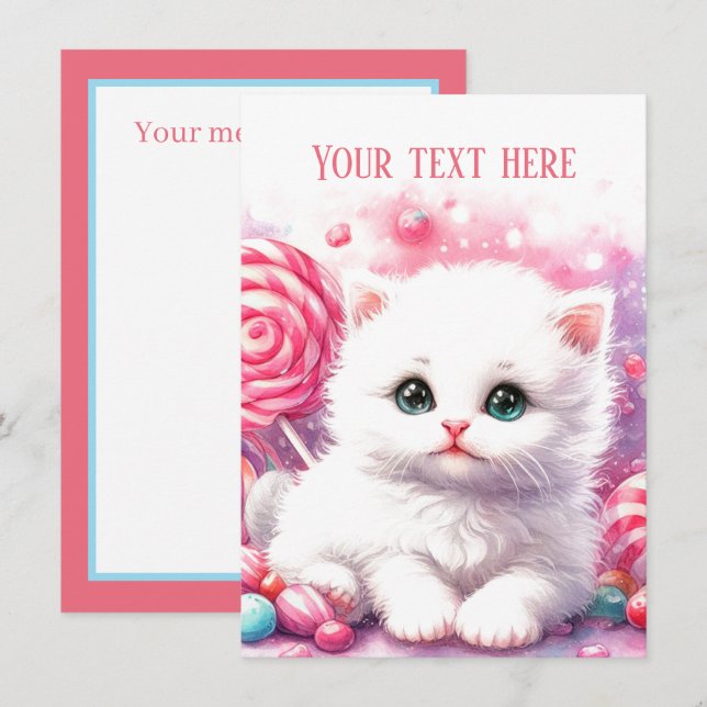 Tilläggsmeddelande för Cute baby kitten Anteckningskort (Fram/baksida)