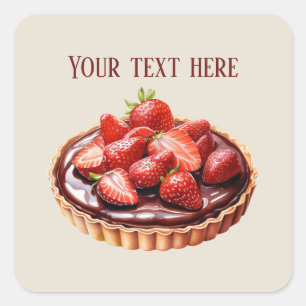 Tilläggsmeddelande för Cute Choklad Strawberry Tar Fyrkantigt Klistermärke