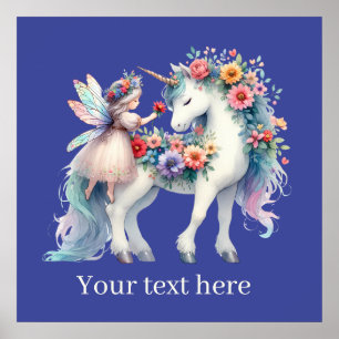Tilläggsmeddelande för Cute Girl Unicorn Poster