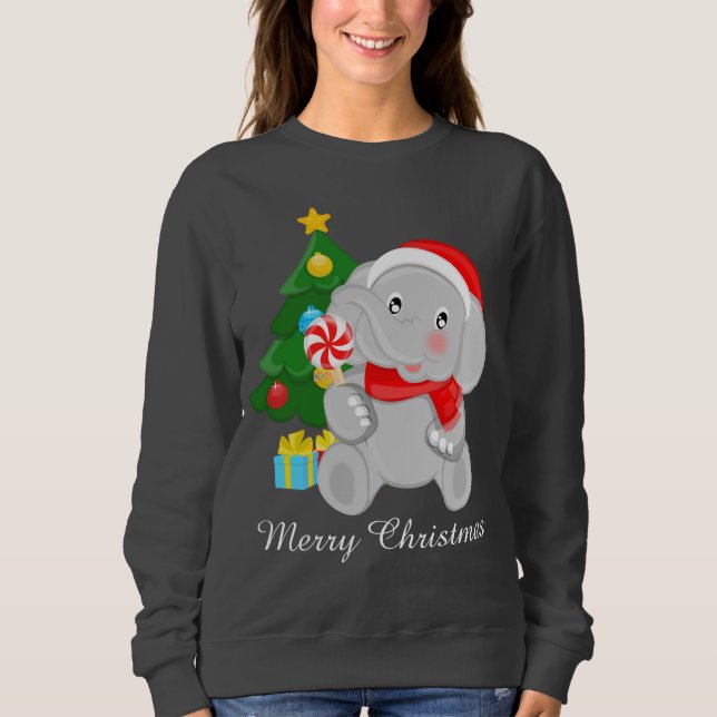 Tilläggsmeddelande för Festive Julgran-elefant T Shirt (Framsida)