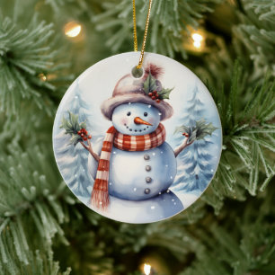 Tilläggsmeddelande om julafton snögubbe julgransprydnad keramik
