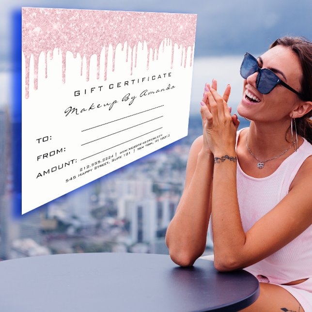 Tilläggstillägg för snabbcertifikat Makeup-Rosa Vykort (Gift Certificate Lashes Extension Makeup Pink Postcard)