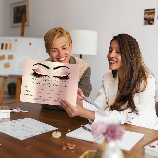Tilläggstillägget MakeupBlush Rosa för snabbcertif Vykort (Gift Certificate Lashes Extension MakeupBlush Pink Postcard)