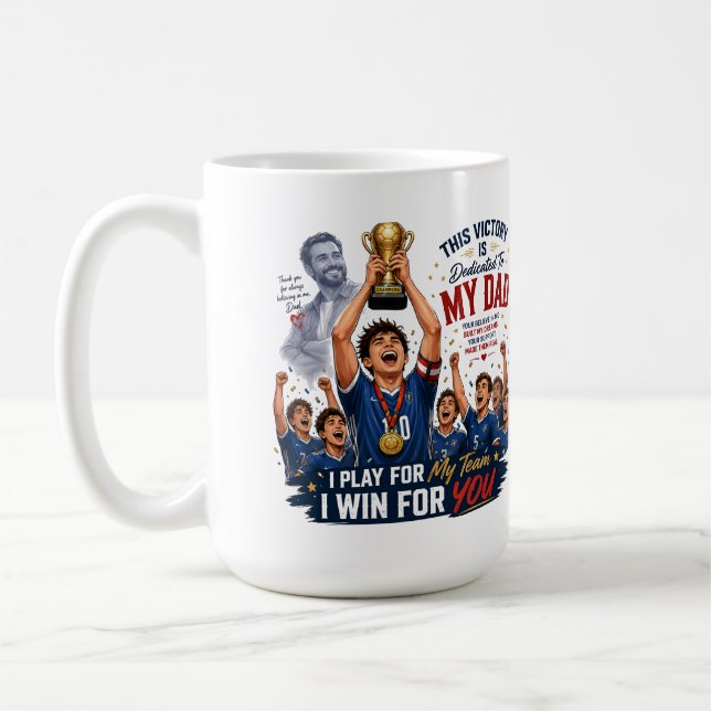 Tillägnad Min Pappa Fotboll Seger Gåva Kaffemugg (Vänster)