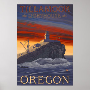 Tillamook Lighthouse Vintage resor Poster