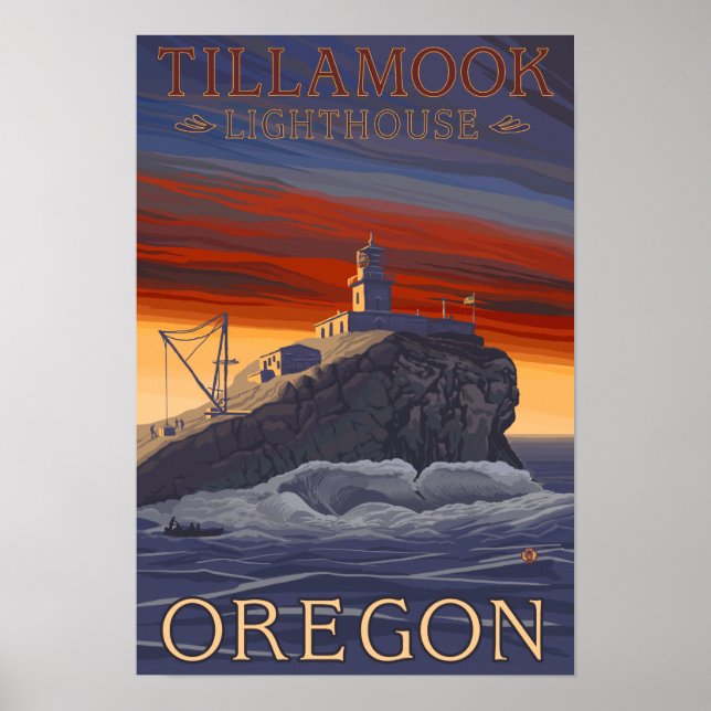 Tillamook Lighthouse Vintage resor Poster (Framsidan)