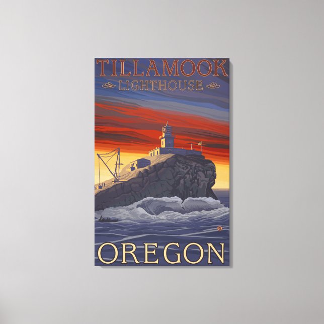 Tillamook Lighthouse Vintage resor Poster Canvastryck (Framsida)