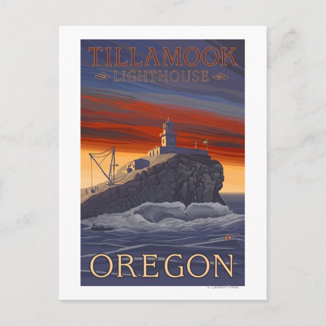 Tillamook Lighthouse Vintage resor Poster Vykort (Framsida)