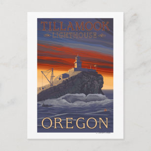 Tillamook Lighthouse Vintage resor Poster Vykort