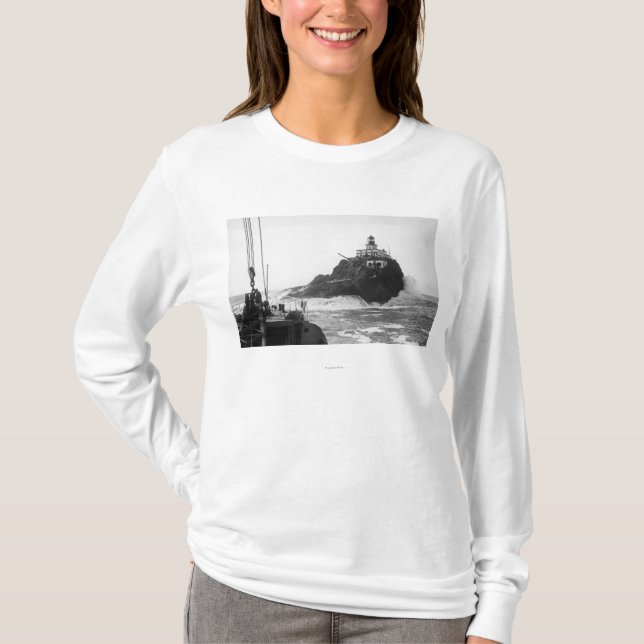 Tillamook Oregon fyr från frakten Photograp T Shirt (Framsida)