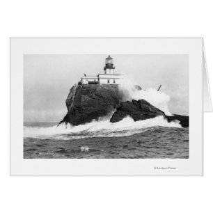 Tillamook, Oregon fyr nära Seaside, ELLER Hälsningskort
