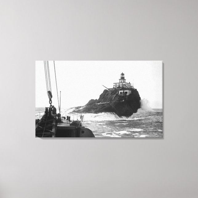 Tillamook, Oregon Lighthouse från Frakt Photograf Canvastryck (Framsida)